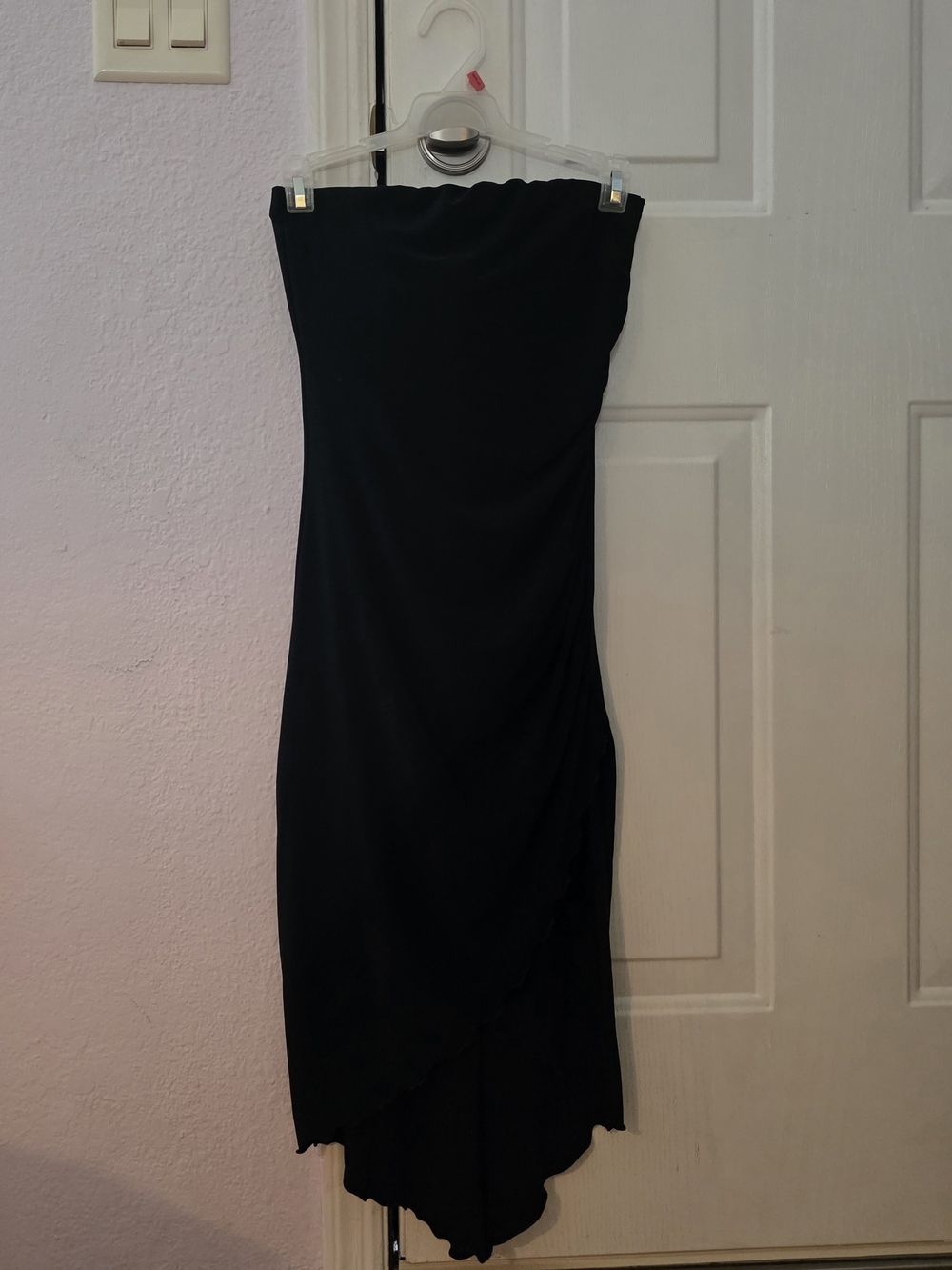 Forever 21 Small  Black Strapless Asymmetrical Hi-low  Midi Dress